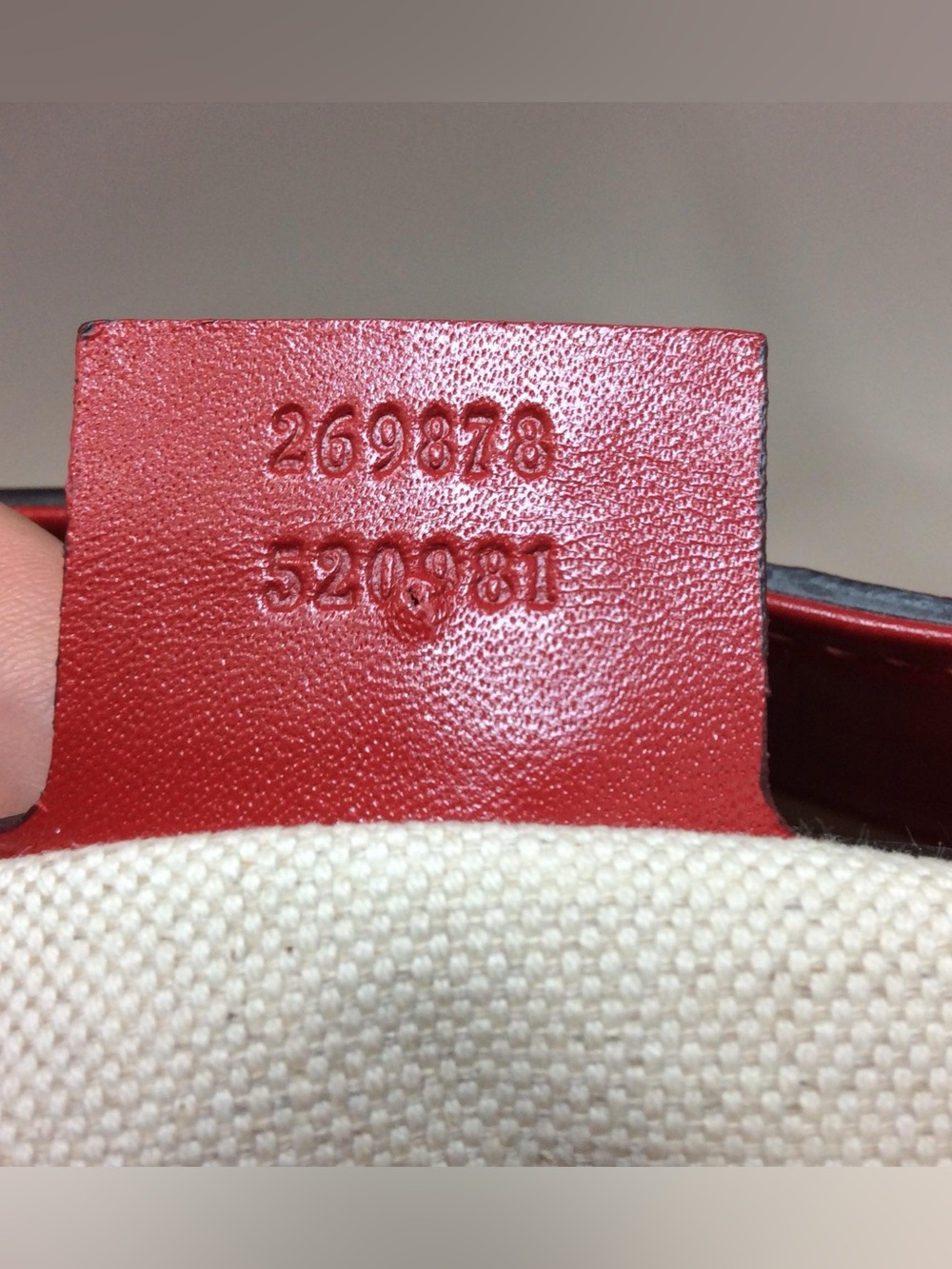 Authentic Gucci Small Diamante Craft Tote Canvas Leather with Pouch Red Bag - Picture 9 of 16